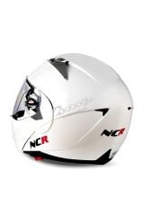 NCR Çene Açılır Kask / Vizörlü / ECE Belgeli / Parlak Beyaz