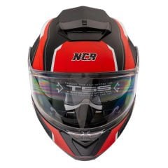 NCR Çene Açılır Motosiklet Kaskı - Stark Mat Siyah Kırmızı