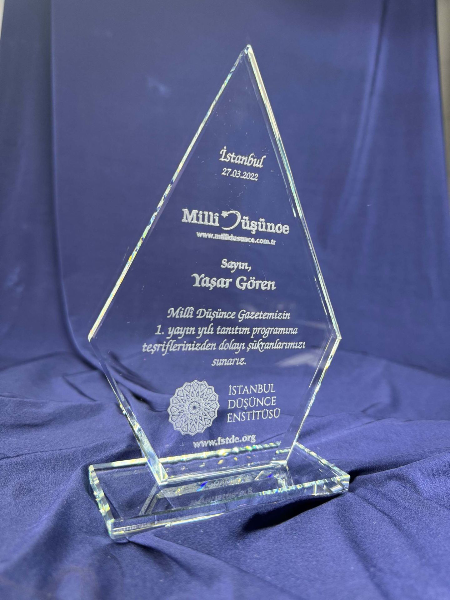 Cam Kristal Plaket Lazer Kazıma 06
