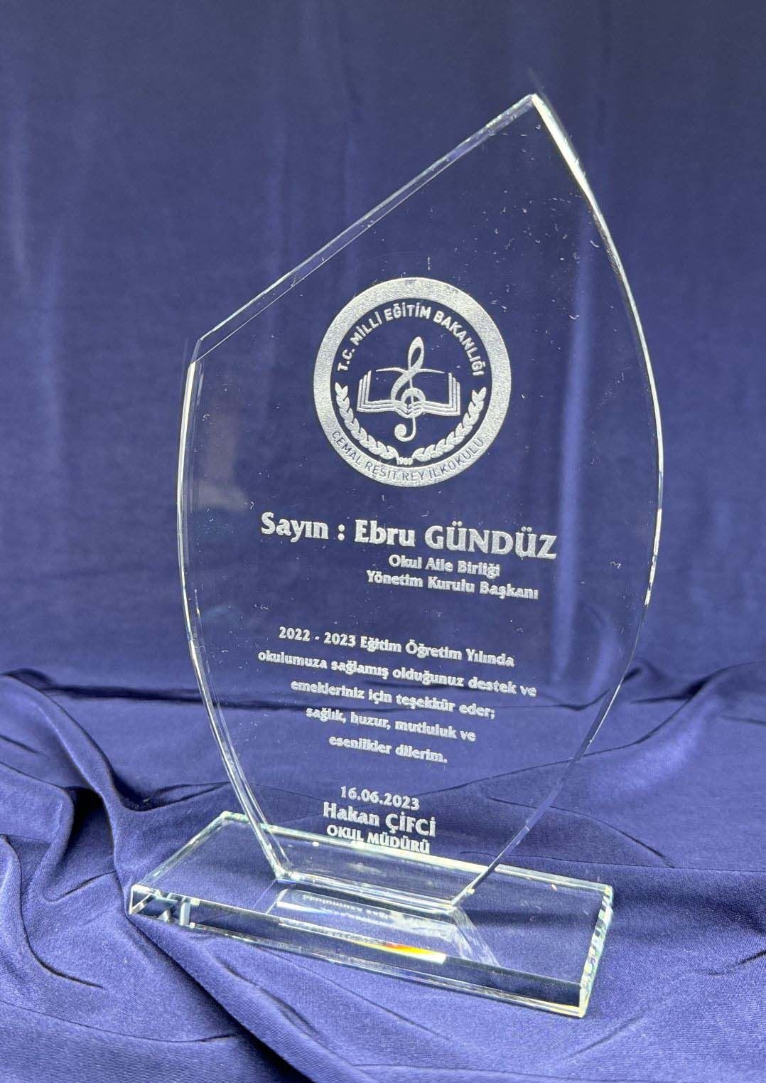 Cam Kristal Plaket Lazer Kazıma 09