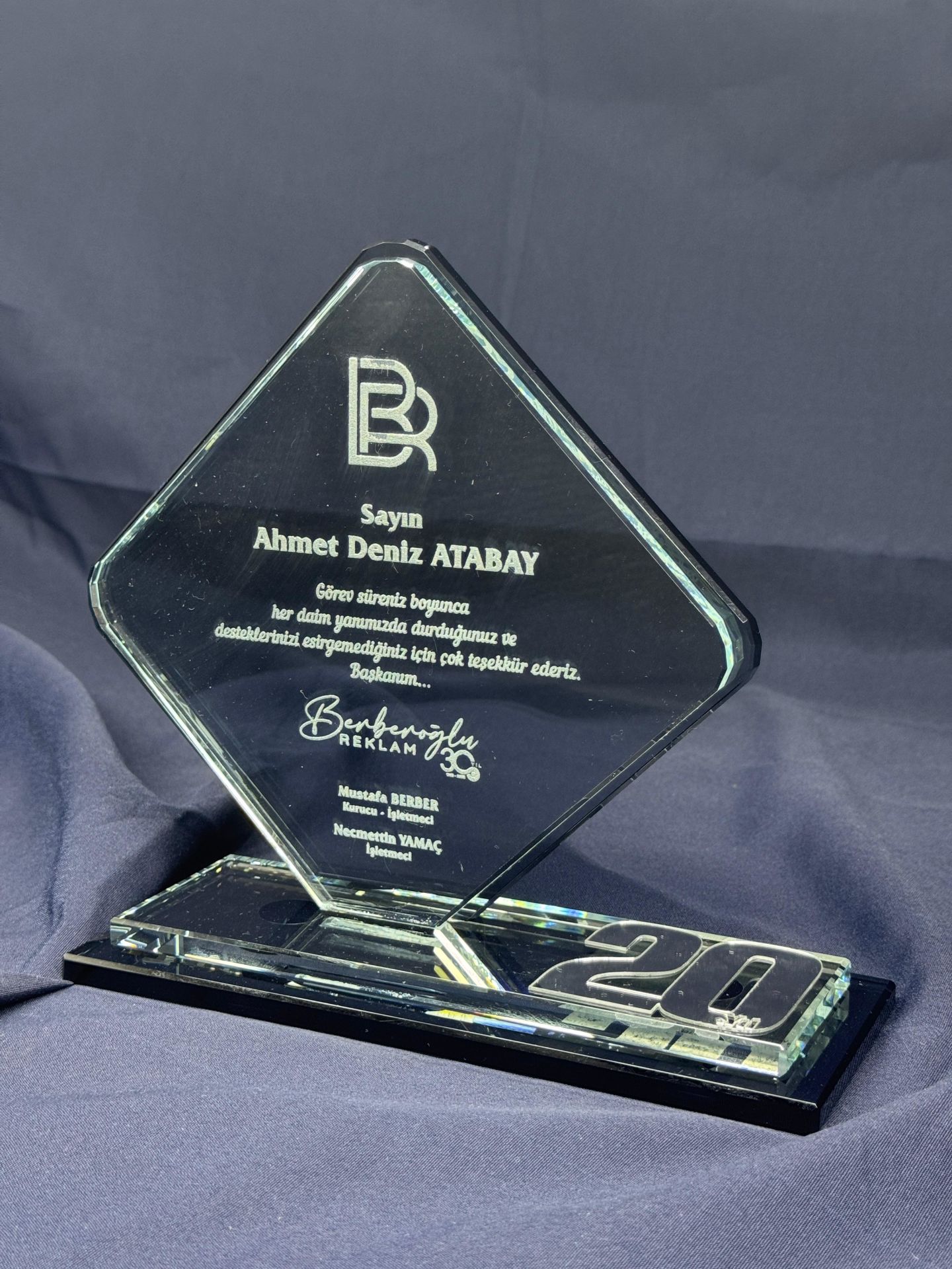 Cam Kristal Plaket Lazer Kazıma 16