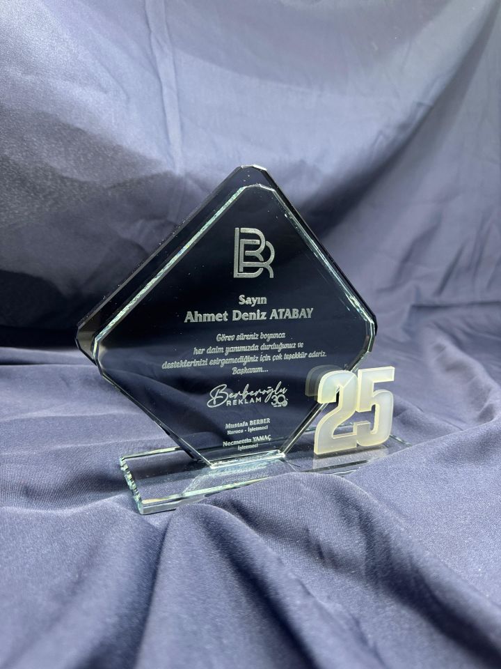 Cam Kristal Plaket Lazer Kazıma 17