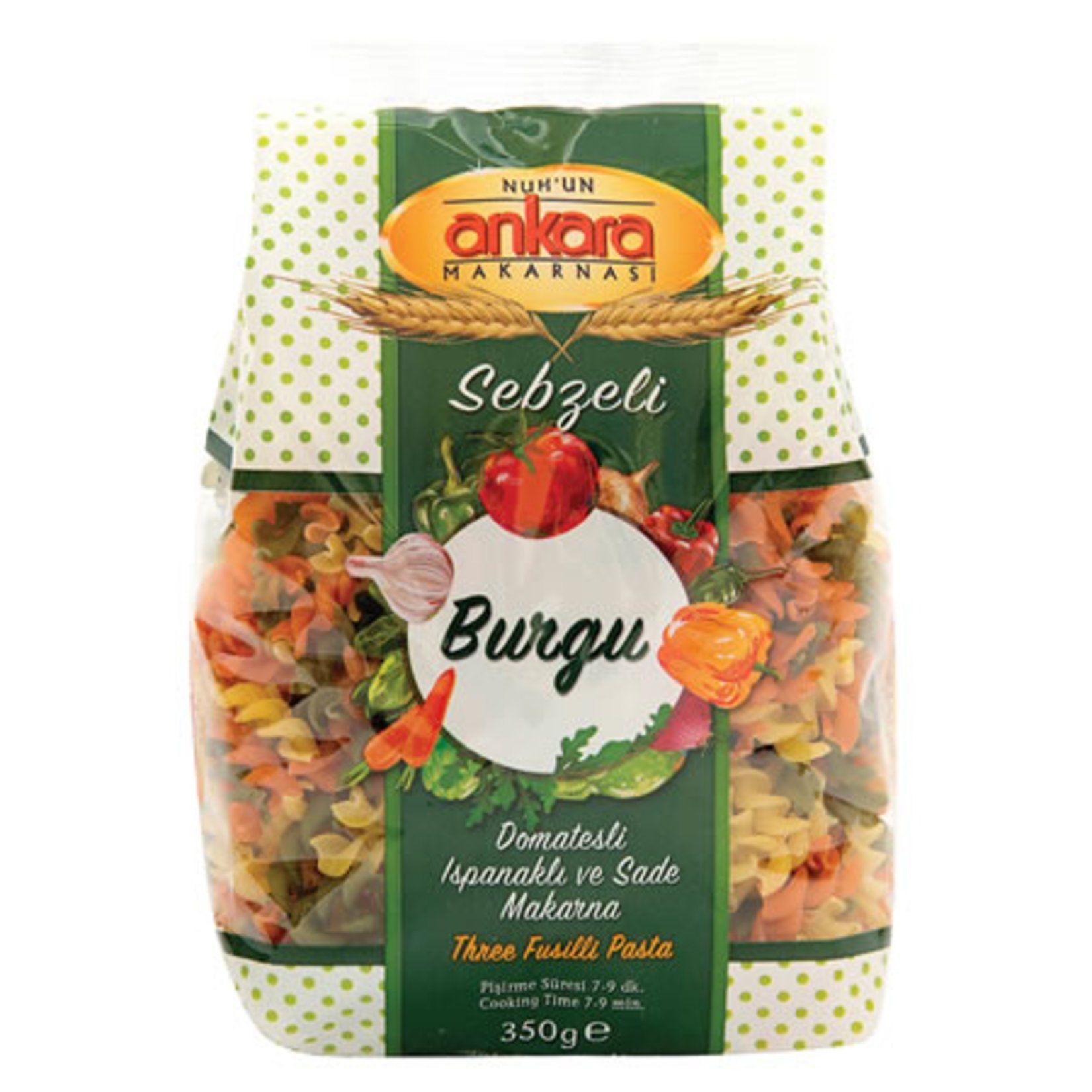 NUH SEBZELİ BURGU MAKARNA 350GR