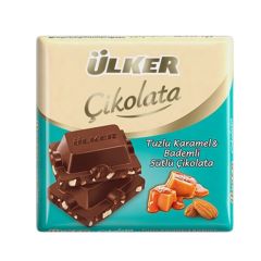 ÜLKER TABLET ÇİKOLATA TUZLU KARAMEL VE BADEMLİ (60GR)