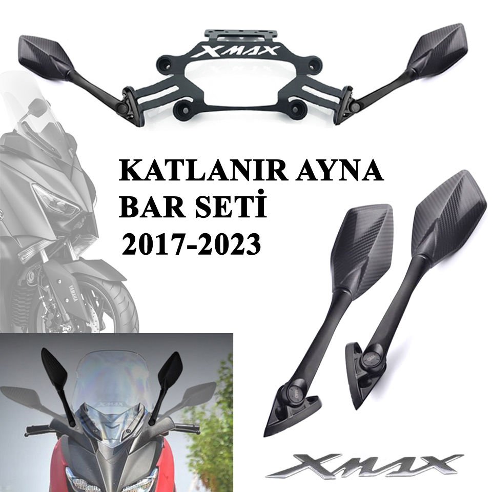 Yamaha Xmax 125/250/300 2018-2022 Katlanır R25 Ayna Bar Seti + Ayna Kapatma Vida Seti Hediye