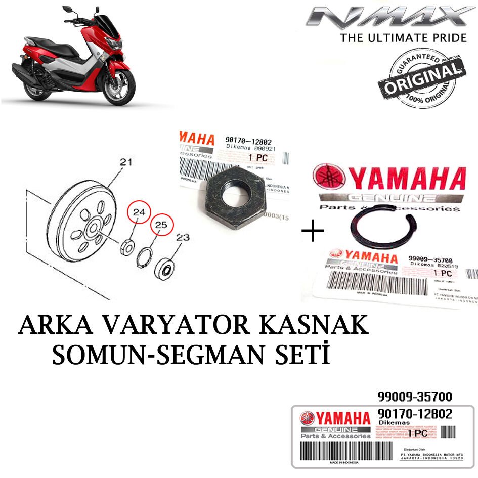 Nmax 125/155 2015-2020 Orijinal Arka Varyatör Kasnak Somun Seti