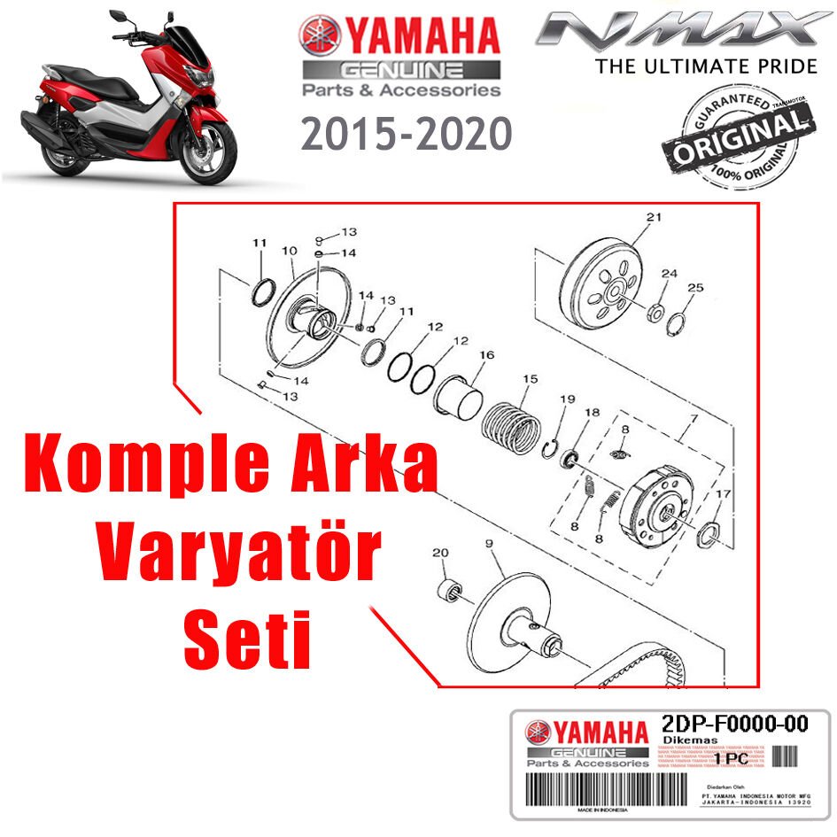 Nmax 125/155 2015-2020 Orijinal Komple Arka Varyatör Seti