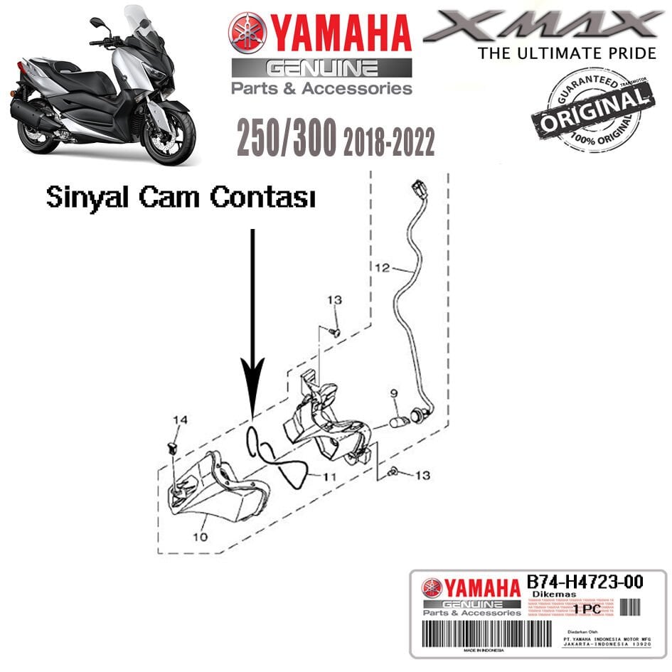 Xmax 250/300 2018-2022 Orijinal Sinyal Cam Contası