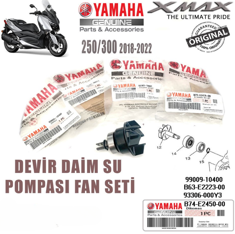 Orijinal Xmax Ironmax Techmax 2018-2024 Devir Daim Su Pompası Fan Seti