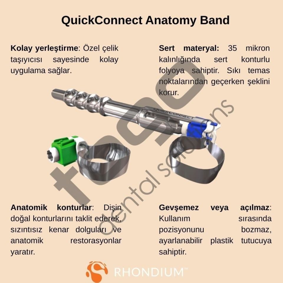 Rhondium QuickConnect Anatomy Band Refill _ Premolar_Tabbed(Kulaklıklı) _ Small_45 Adet