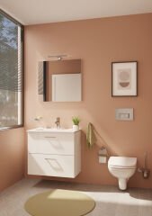 VitrA Mia Banyo Dolabı Seti 80 cm, Çekmeceli, (Lavabo Dolabı, Düz Ayna), Parlak Beyaz