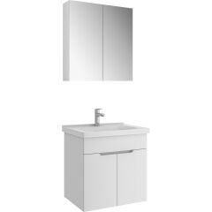 Kale Stora 65cm Set Ayna Dolabı Parlak Beyaz Banyo Dolabı