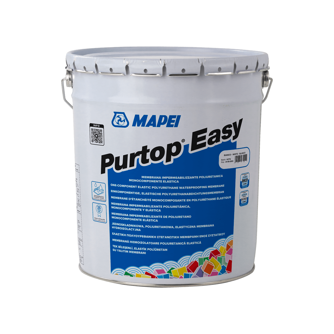 MAPEI PURTOP EASY  BUCKETS 25 KG Tek Bileşenli Elastik Poliüretan Su Yalıtım Malzemesi