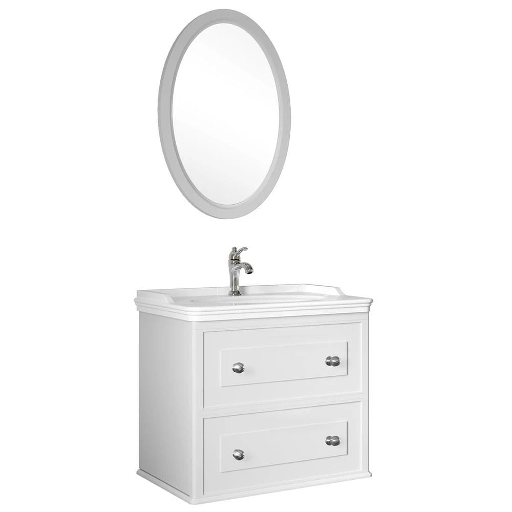 KALE MİRO 80 CM MAT BEYAZ BANYO DOLABI TAKIMI 610100200137