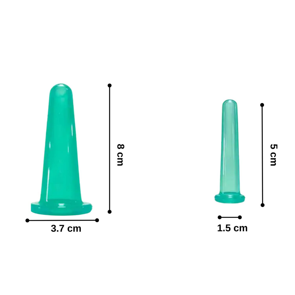 Silikon Vakumlu Yüz Masaj Kupa Seti  2'li Yeşil Renk