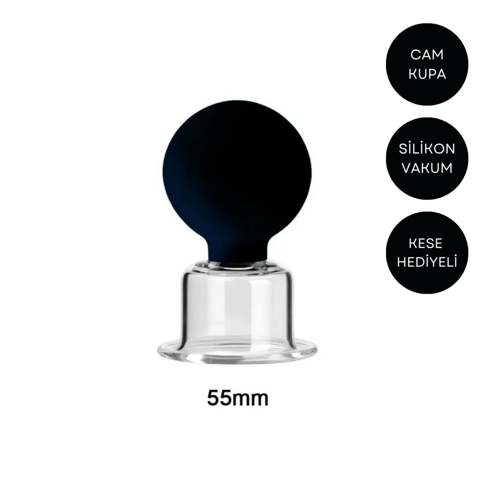 Silikon Vakumlu Boyun Bölgesi Kullanım İçin Cam Masaj Kupası No:4 Siyah Renk