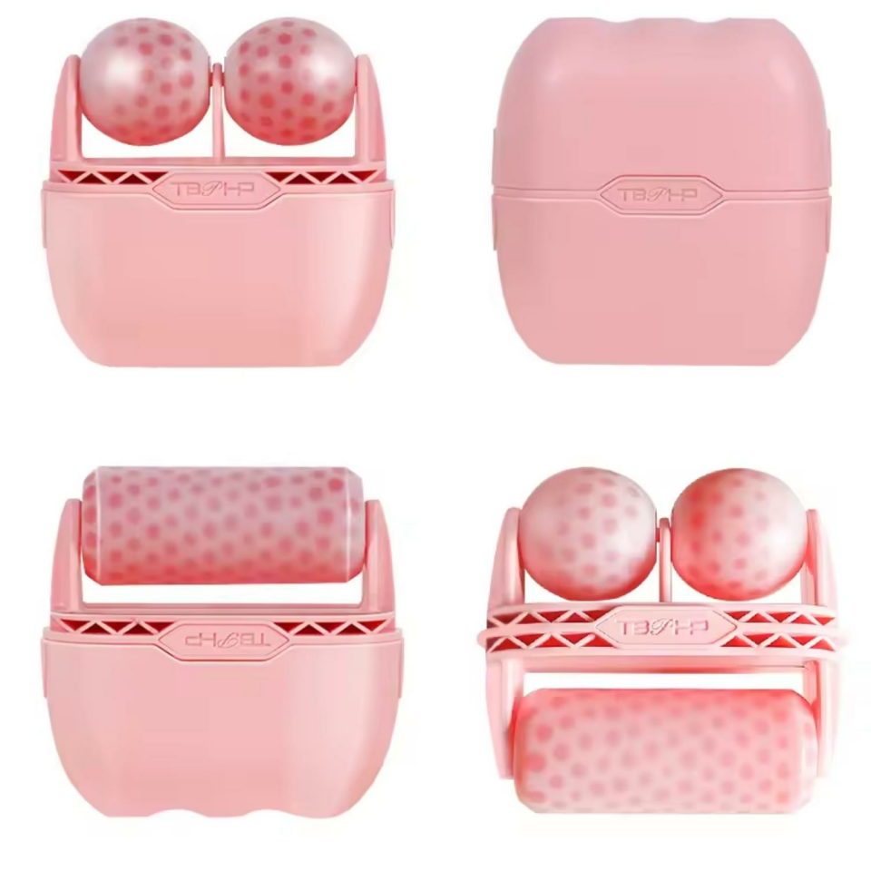  Ice Roller Çift Taraflı Face Buz Roller Koruma Kapaklı Pembe Renk