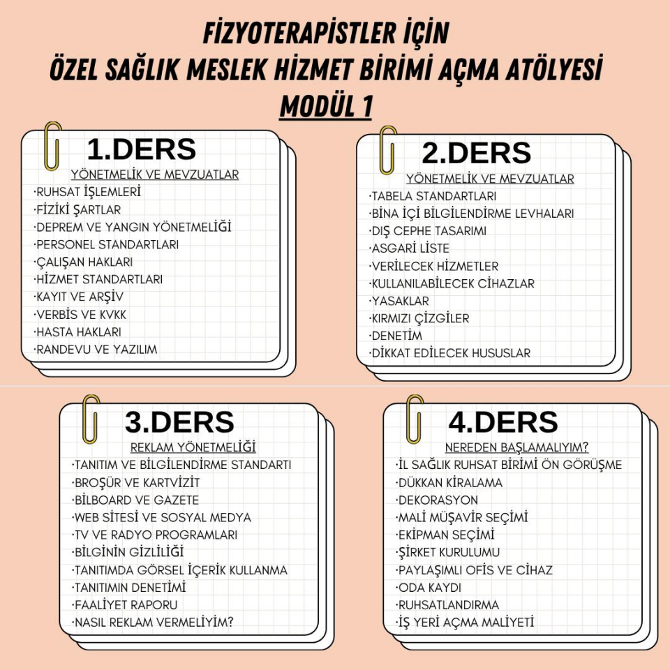 Fizyoterapistler İçin Özel Sağlık Meslek Birimi Açma Atölyesi