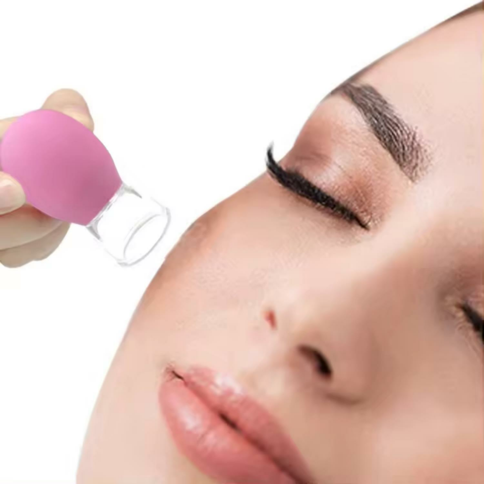 Mini Silikon Vakumlu Mika Yüz Masaj Kupası 3'lü Karışık Set Mor Renk