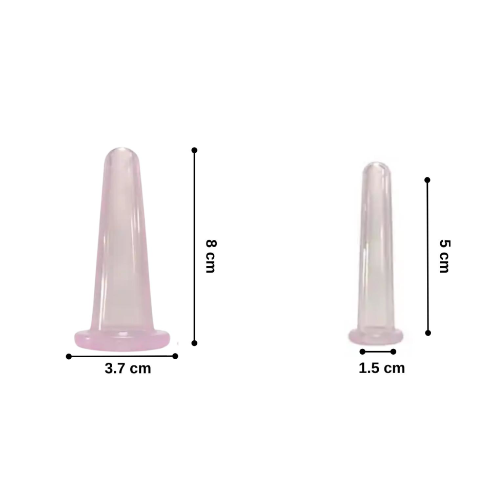 Mini Silikon Vakumlu Mika Yüz Masaj Kupası 4'lü Karışık Set Mor Renk