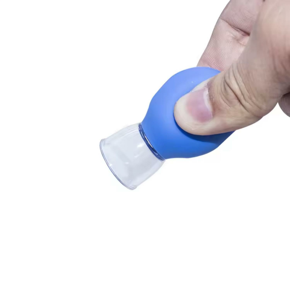 Mini Silikon Vakumlu Mika Yüz Masaj Kupası 4'lü Karışık Süper Set Mavi Renk