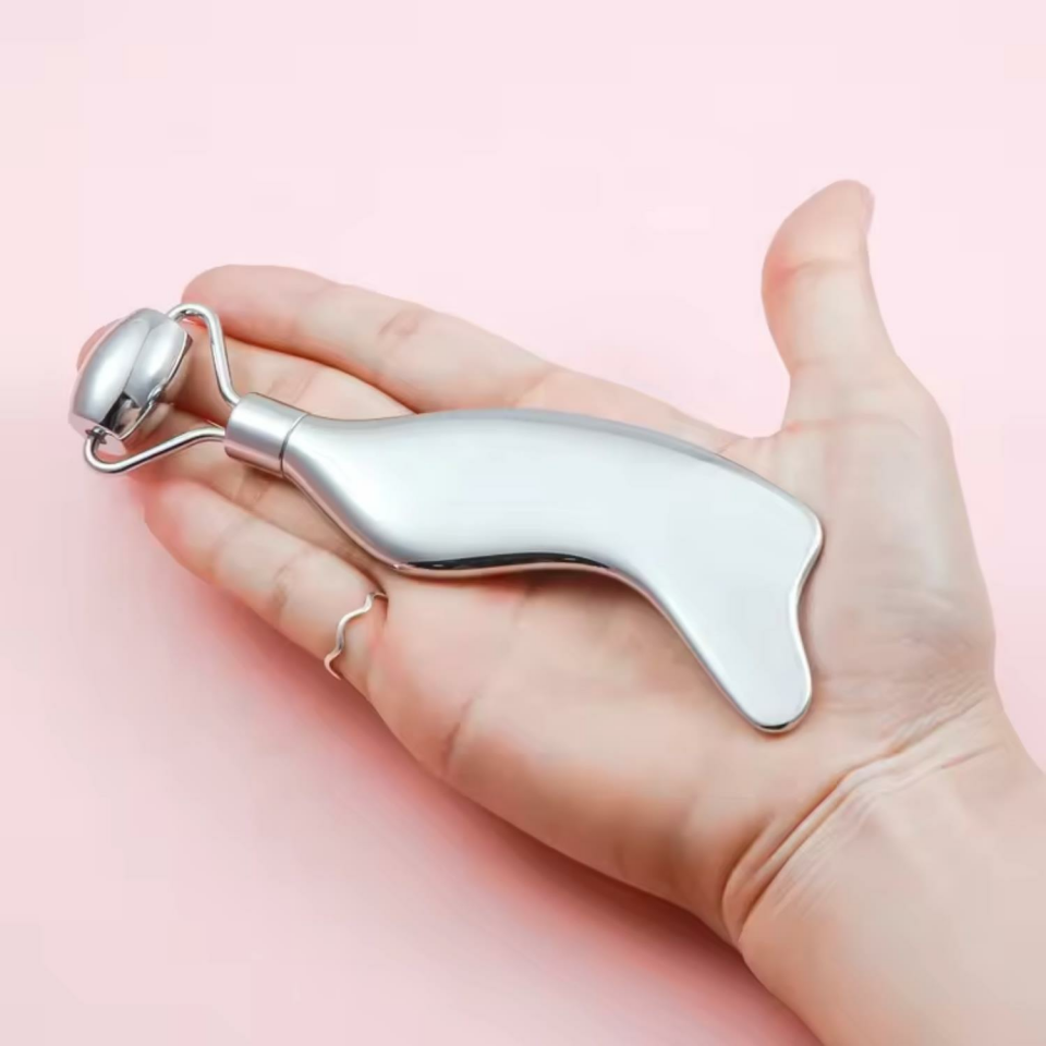 Metal Cilt Sıkılaştırıcı Face Gua Sha Rulosu Yüz Masaj Roller Model 5