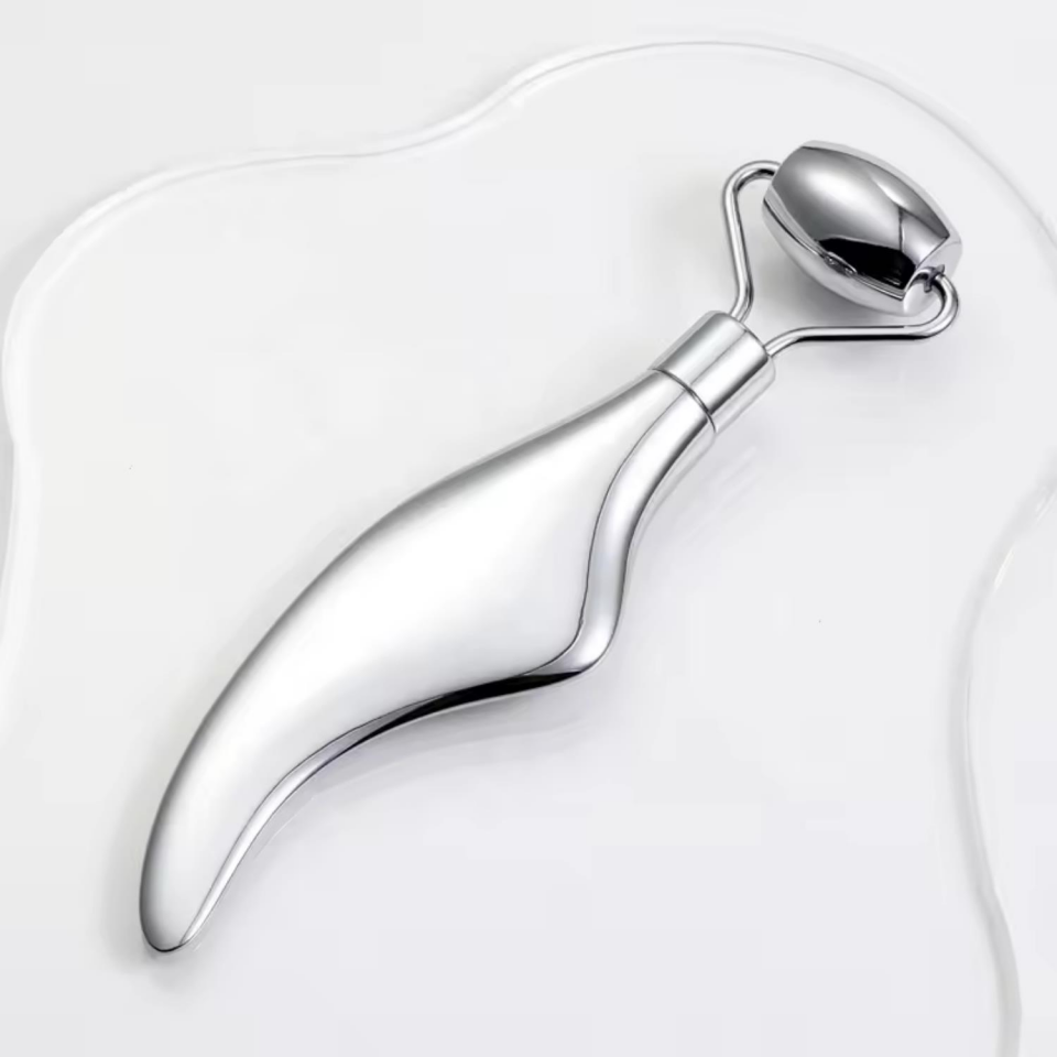Metal Cilt Sıkılaştırıcı Face Gua Sha Rulosu Yüz Masaj Roller Model 3