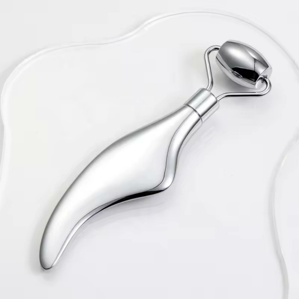 Metal Cilt Sıkılaştırıcı Face Gua Sha Rulosu Yüz Masaj Roller Model 3