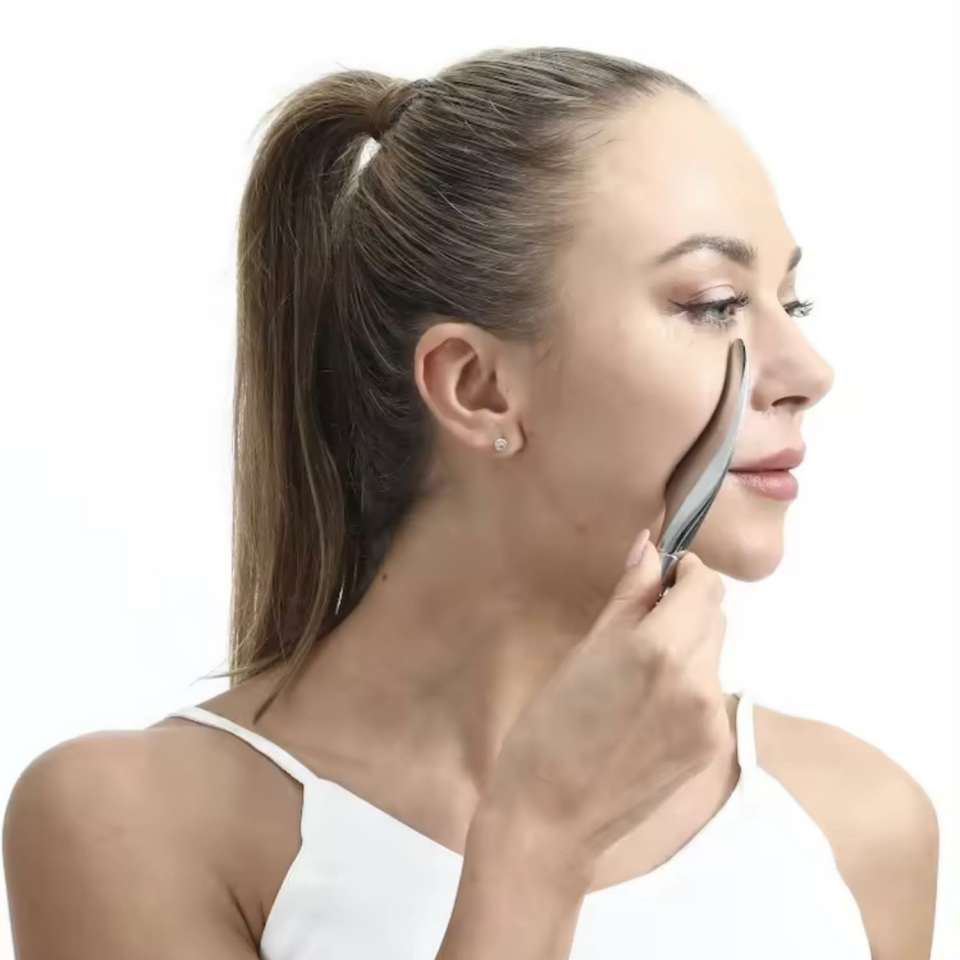 Metal Cilt Sıkılaştırıcı Face Gua Sha Rulosu Yüz Masaj Roller Model 2