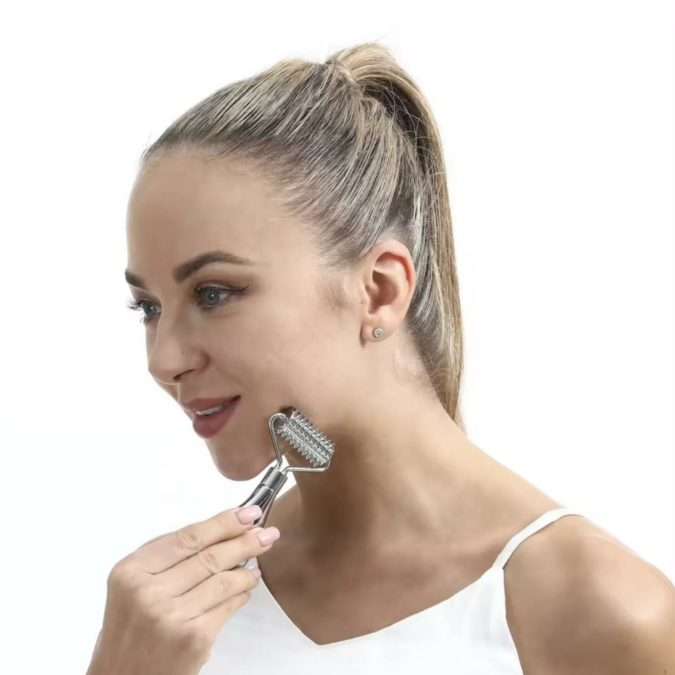 Metal Cilt Sıkılaştırıcı Face Gua Sha Rulosu Yüz Masaj Roller Model 2