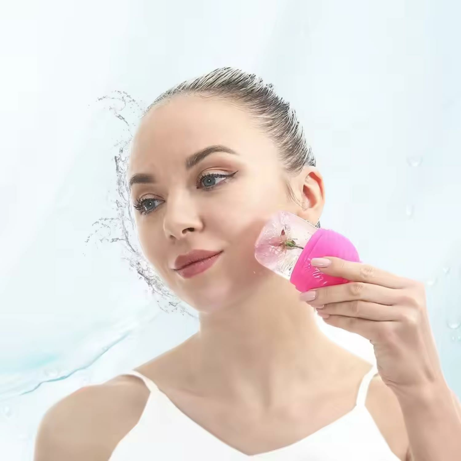 Slikon Yüz Buz Masaj Rulosu Yüz Sıkılaştırıcı Ice Face Roller Pembe Renk