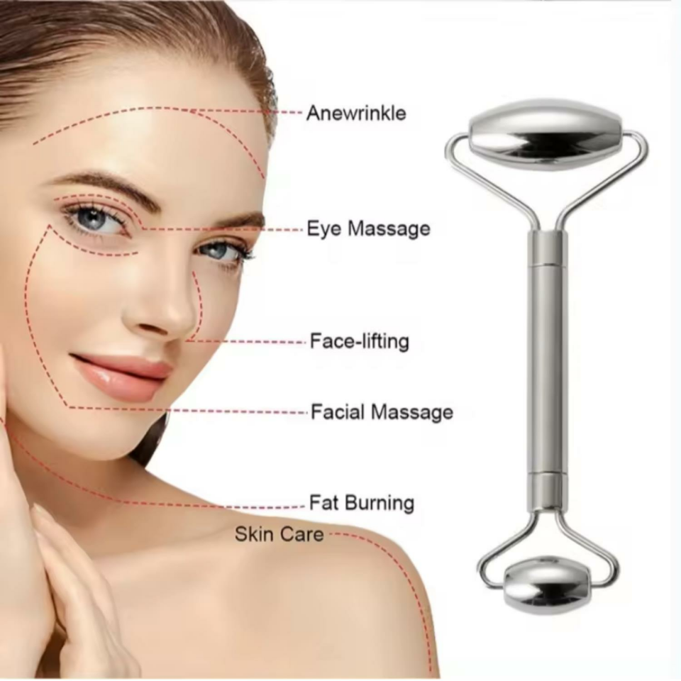 Metal Cilt Sıkılaştırıcı Face Gua Sha Rulosu Yüz Masaj Roller Model 1
