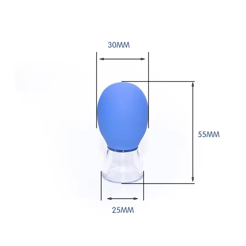 Mini Silikon Vakumlu Mika Yüz Masaj Kupası 4'lü Set Mavi-Mor Renk