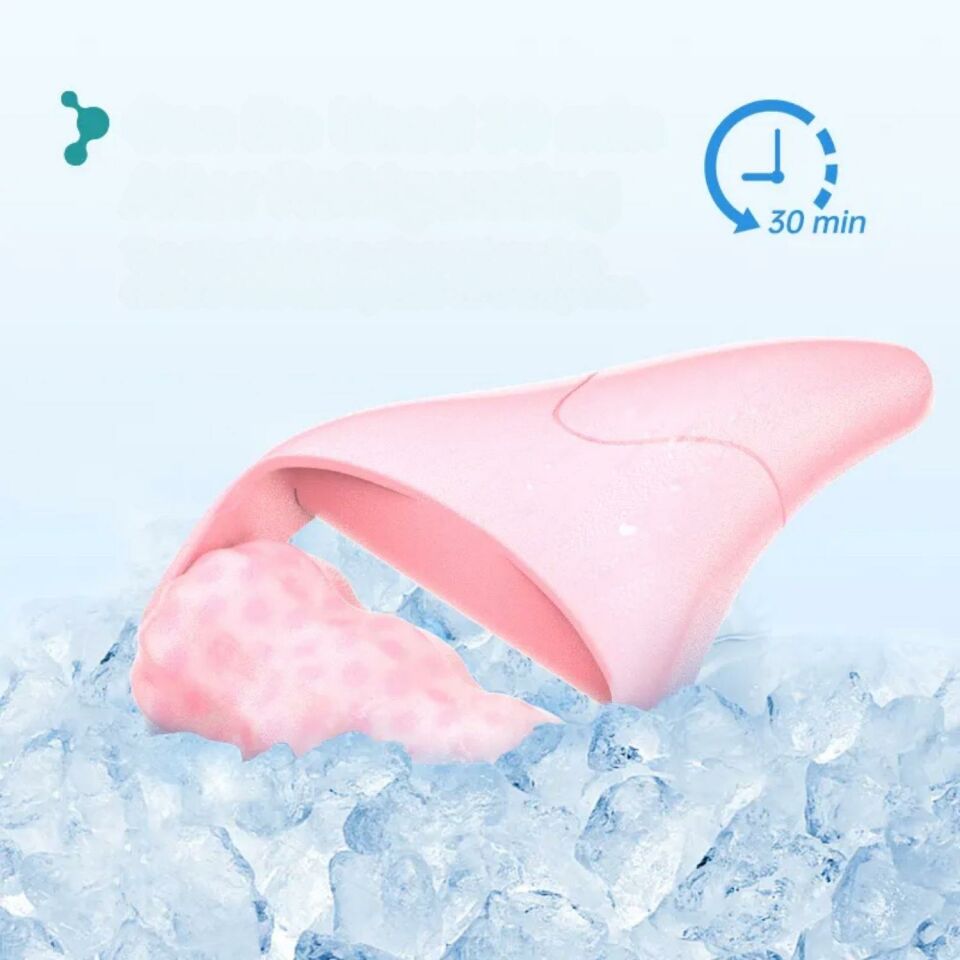 Ice Roller Gua Sha Tırtıklı Yüz Masaj Aparatı Pembe Renk