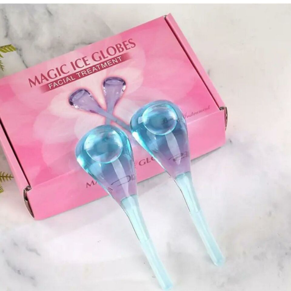 Face İce Roller Gua Sha Çiftli Yüz Buz Masaj Topu Mavi Renk