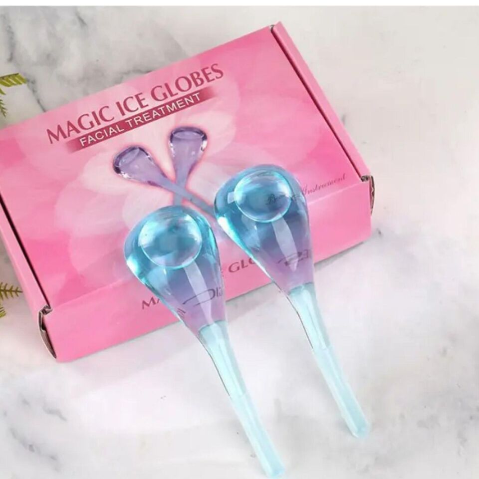 Face İce Roller Gua Sha Çiftli Yüz Buz Masaj Topu Mavi Renk