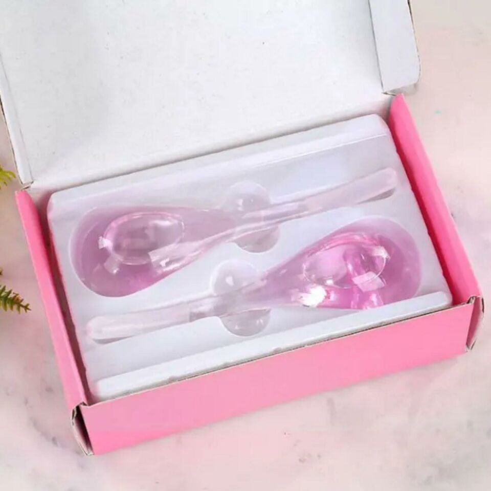 Face İce Roller Gua Sha Çiftli Yüz Buz Masaj Topu Pembe Renk