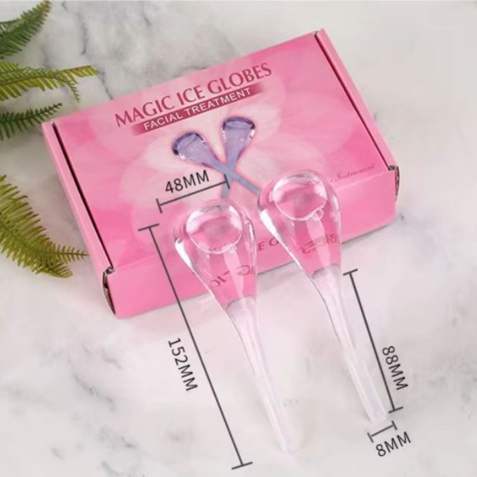 Face İce Roller Gua Sha Çiftli Yüz Buz Masaj Topu Pembe Renk