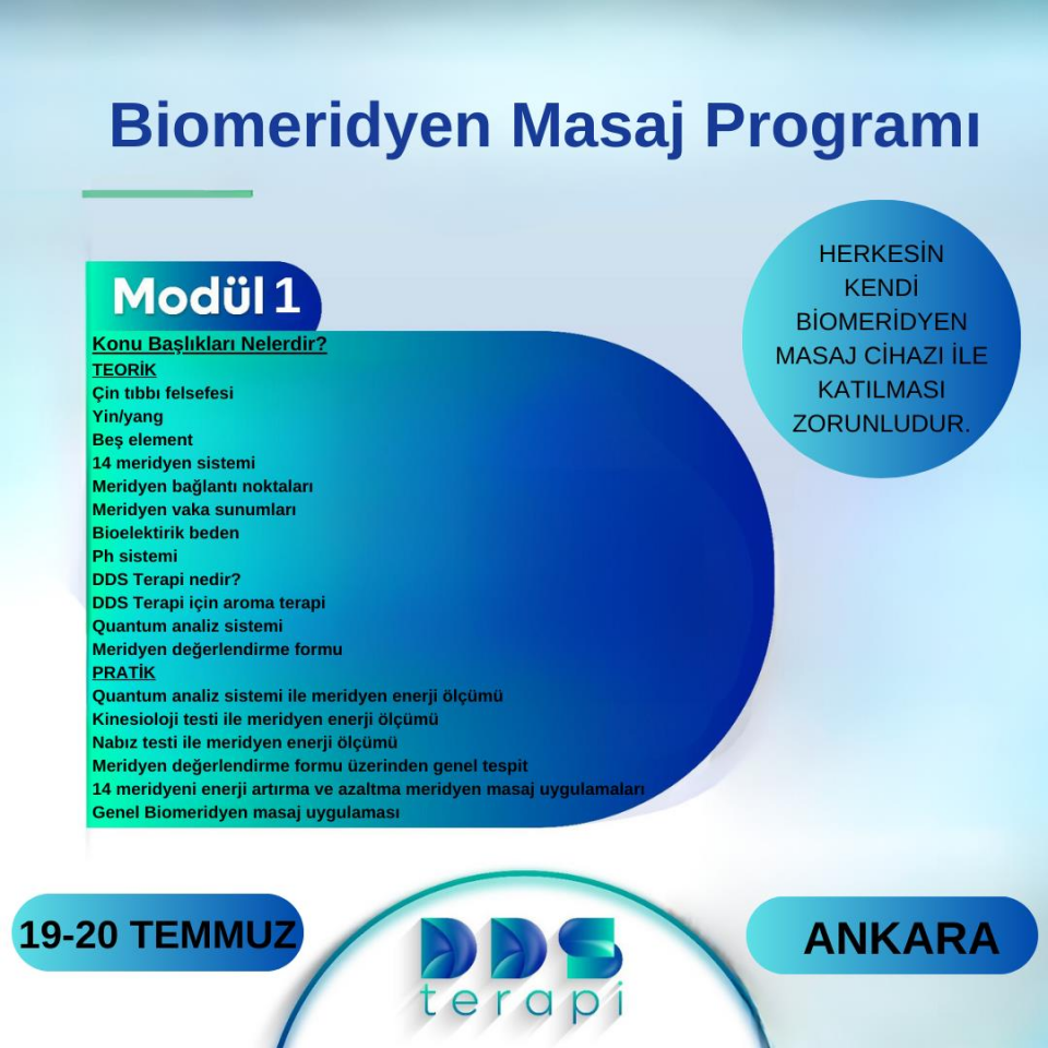 Ankara Modül 1 Meridyen DDS Terapi Yüzyüze Program