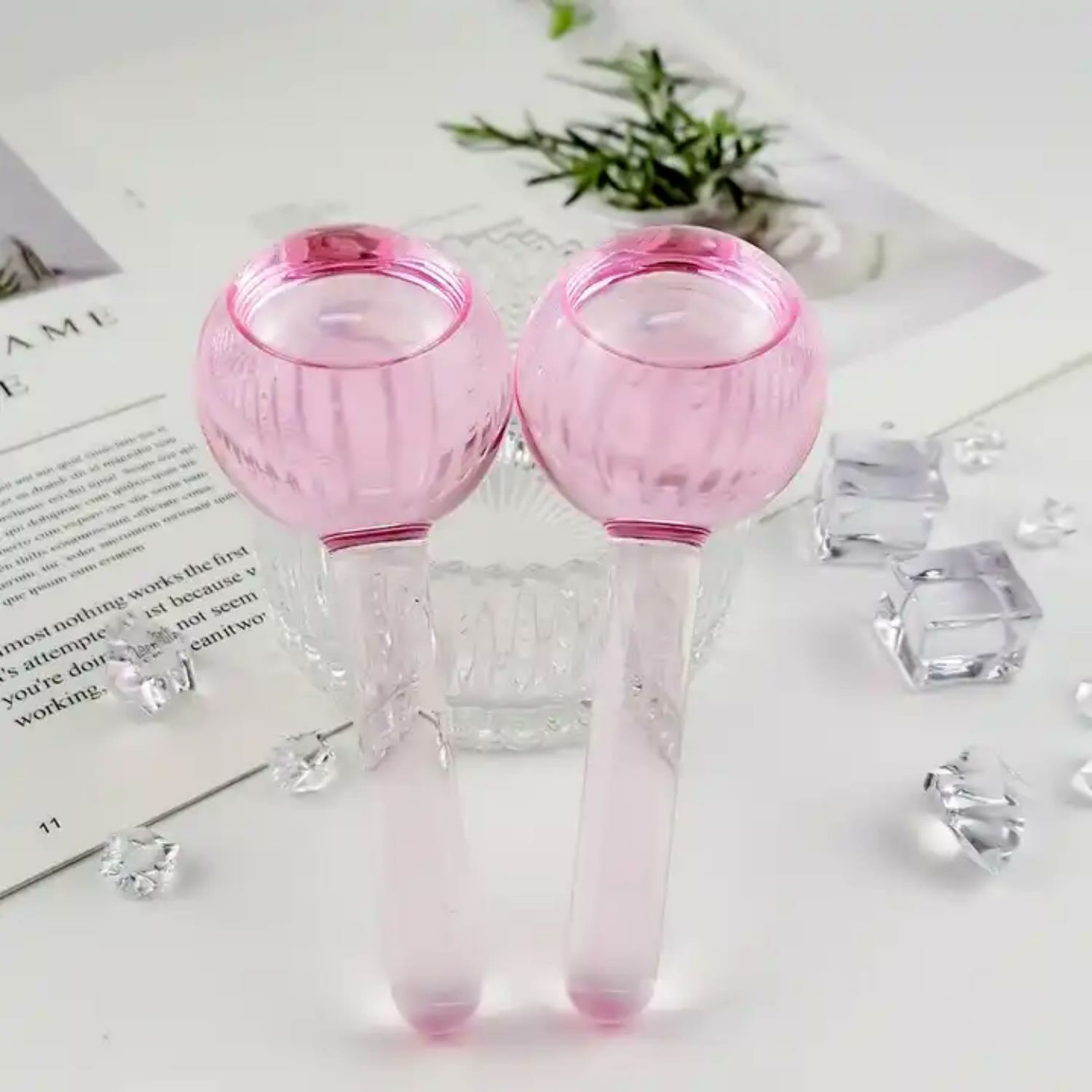 Yüz Buz Küresi ve Face Terapi Masaj İce Topu Pembe Renk