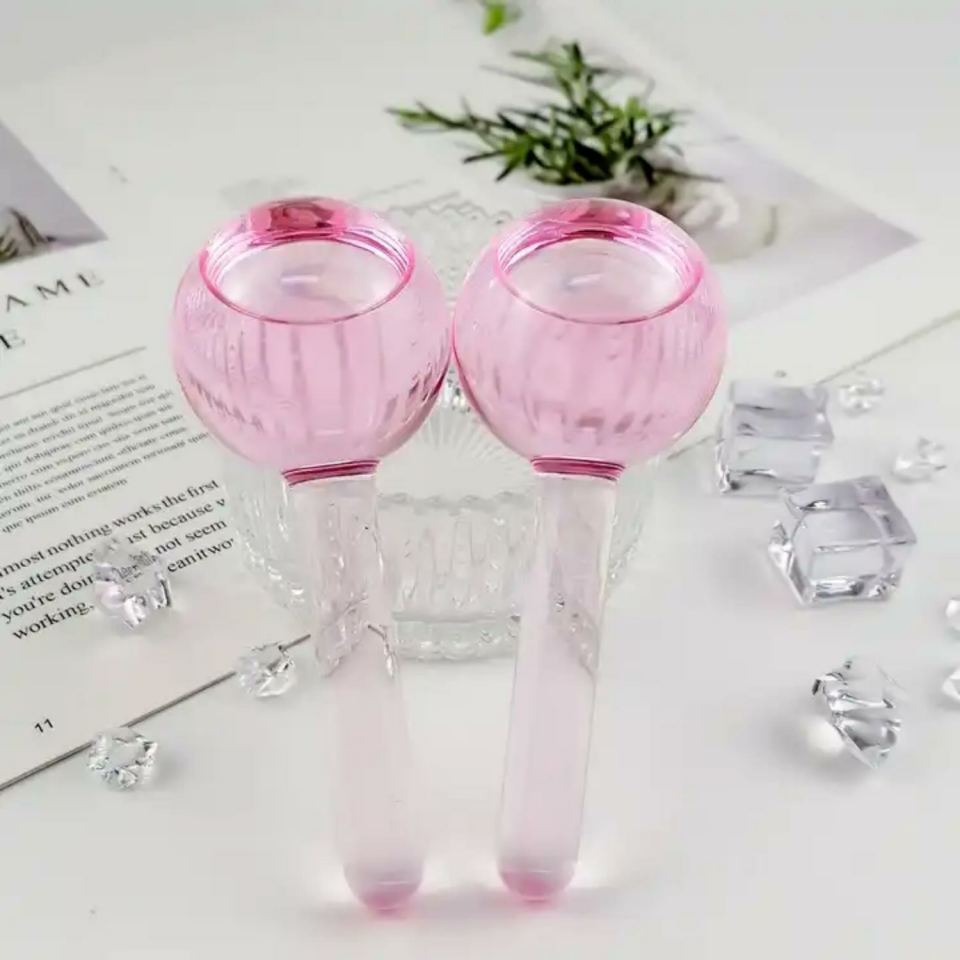 Yüz Buz Küresi ve Face Terapi Masaj İce Topu Pembe Renk