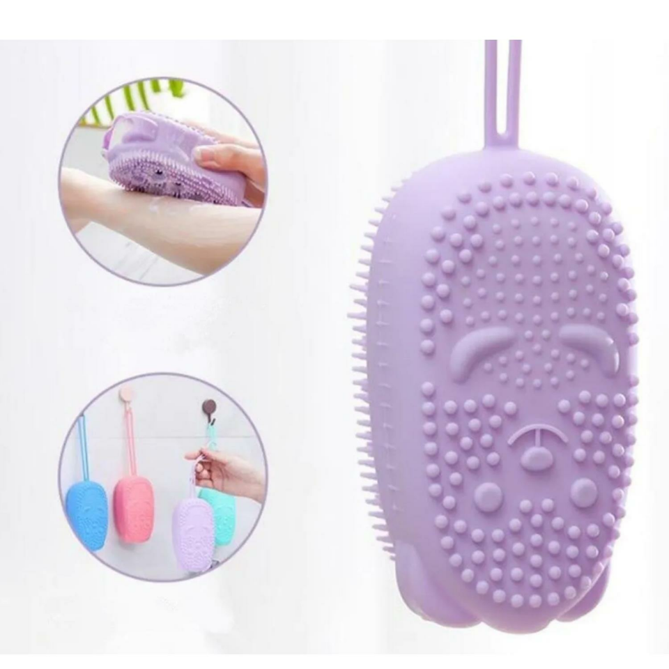 Süngerli Silikon Banyo Kesesi Mor Renk