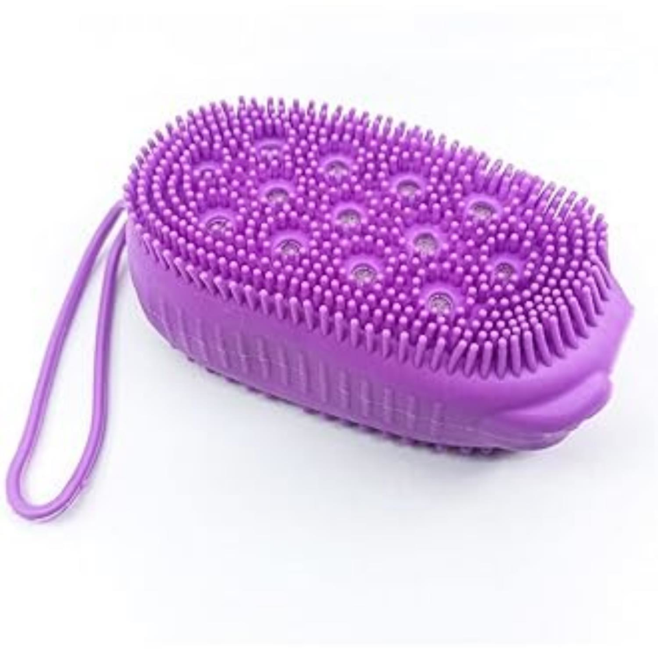 Süngerli Silikon Banyo Kesesi Mor Renk
