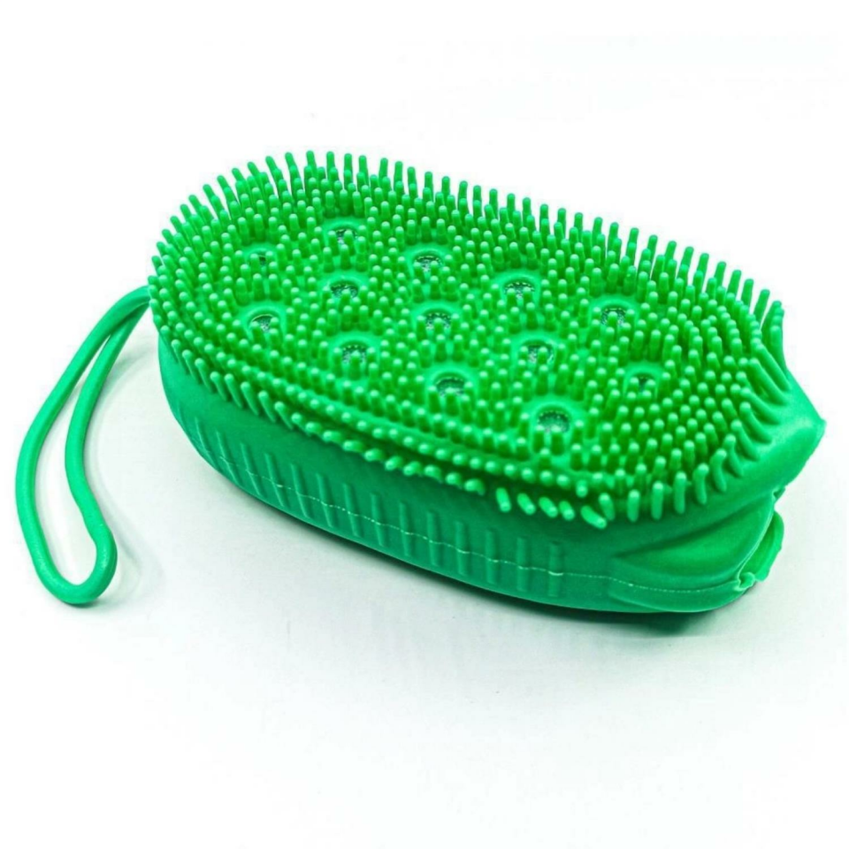 Süngerli Silikon Banyo Kesesi Yeşil Renk