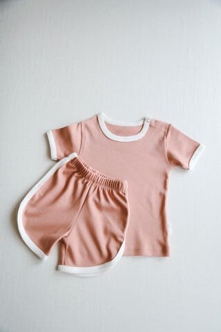 summer vibes | blush tişört & şort takım bebek ve çocuk