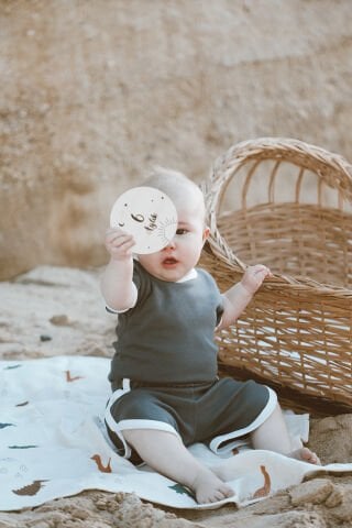 summer vibes | antrasit çıtçıtlı body & şort takım bebek ve çocuk