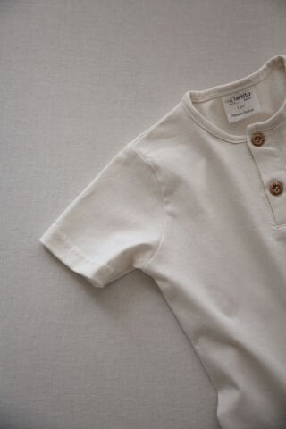 ekru kısa kollu unisex fit kesim bebek çocuk tişört