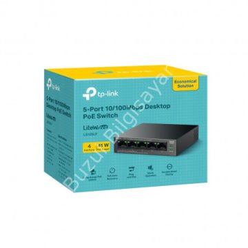 TP-LINK LS105LP 5 PORT 10/100 4 PORT POE YONETILEMEZ DESKTOP SWITCH METAL KASA