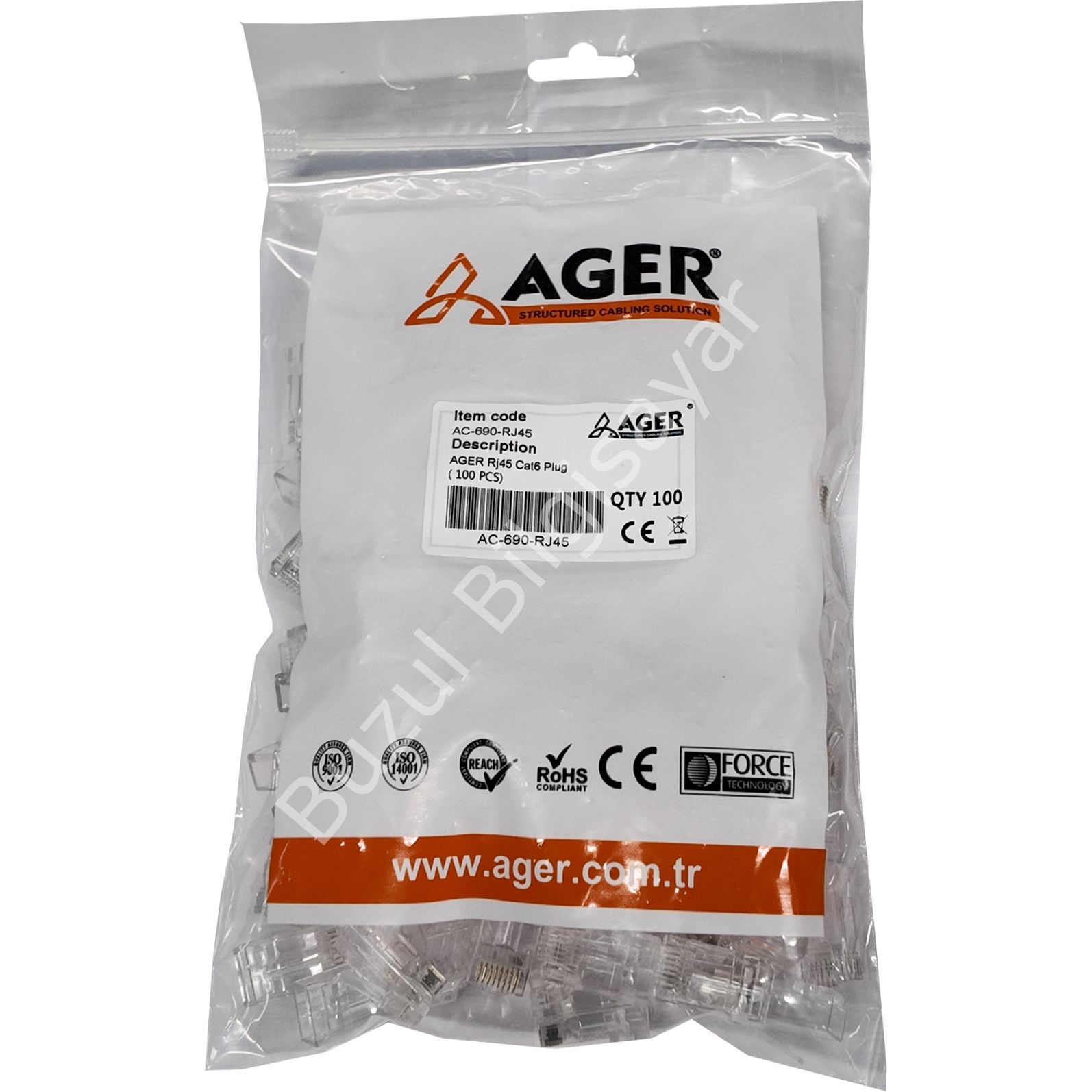 AGER AC-690-RJ45 EZ-PLUG YENİ NESİL CAT6 RJ45 KONNEKTÖR 100'LÜ