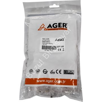 AGER AC-690-RJ45 EZ-PLUG YENİ NESİL CAT6 RJ45 KONNEKTÖR 100'LÜ